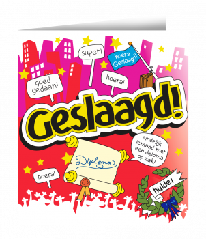 Wenskaarten - Geslaagd cartoon