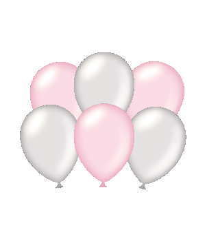 Party balloons - Metallic silver - pink