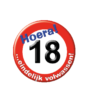 Button klein - 18 jaar verkeersbord