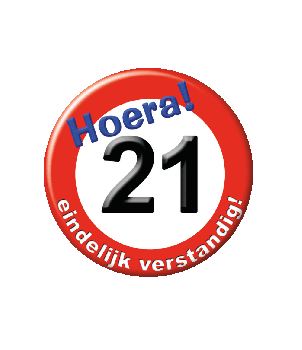 Button klein - 21 jaar verkeersbord