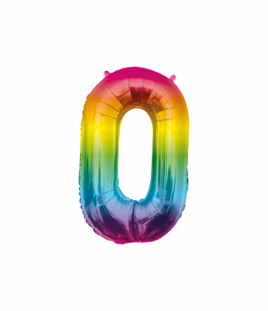 Foil Balloon 86 cm- no 0 Rainbow