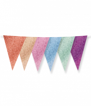 Glitter flags 20 x 30cm - Pastel multi colour
