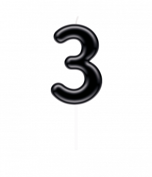Number candle black - 3