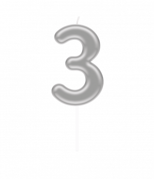 Number candle silver - 3