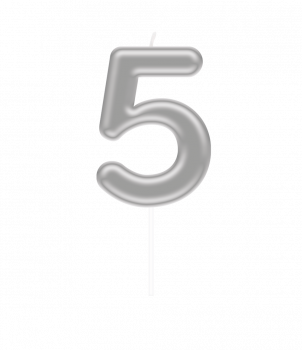 Number candle silver - 5